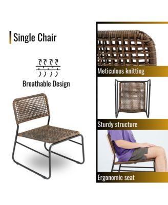 Patio Furniture Set 3 Piece Mixture Pattern PE Rattan Steel Frame And Modern Round Table