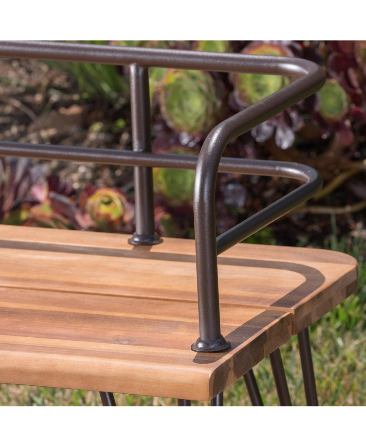 Zion Industrial Wood And Metal Bench Chair