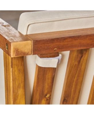 Alcove Teak Brown 5-Piece Wood Outdoor Patio Conversation Sectonal Seating Set with Beige Cushions