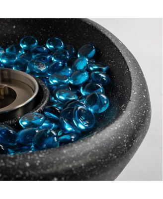 11 in. W Direct Vent Portable Concrete Ethanol Tabletop Fireplace in White and Blue