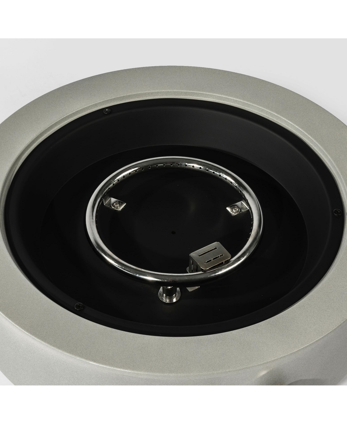 23.60 in. Concrete Round Outdoor Propane Fire Pit Table with Lid