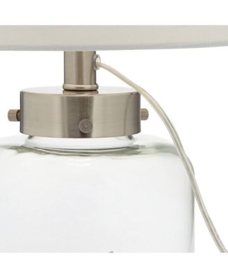 Coastal Accent Table Lamps 20.5" High Set of 2 Small Clear Glass Fillable Shells White Drum Shade for Living Room Family Bedroom