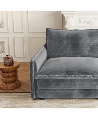 Streamdale Corduroy 3-Seater Cloud Couch with Footrests & Cushions