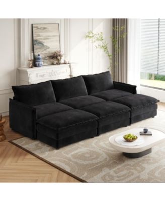 Corduroy Cloud Sofa with Footrests & Cushions