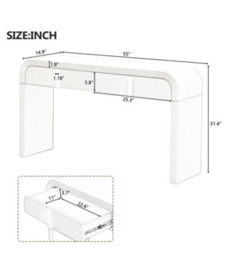 Modern Rounded Console Table with 2 Drawers