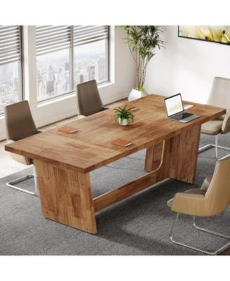 6FT Conference Table Set of 4, Rectangular Seminar Table for Meeting Room, Solid Executive Business Furniture Boardroom Desk