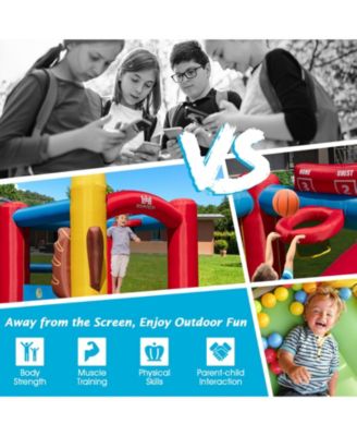 Baseball Themed Inflatable Bounce House with Ball Pit and Ocean Balls with 735W Blower