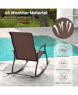 2 Pieces Outdoor Rocking Chairs with Breathable Backrest