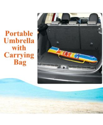 7.2 Feet Portable Outdoor Beach Umbrella with Sand Anchor and Tilt Mechanism-Multicolor