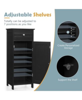 Storage Free-Standing Floor Cabinet with Drawer and Shelf