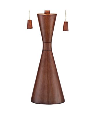 Omar Modern Modern Mid Century Table Lamps 28 3/4" Tall Set of 2 Brown Wood Oatmeal Tapered Drum Shade for Bedroom Living Room Bedside