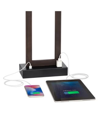 Todd Modern Table Lamps 30" Tall Set of 2 Bronze with USB and AC Power Outlet in Base Oatmeal Shade for Bedroom Living Room Bedside Desk