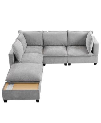 90" U-Shaped Sectional Sofa Ottoman & Charging