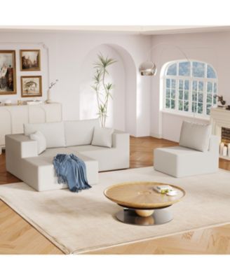 Corduroy Sectional Sofa with Chaise Lounge