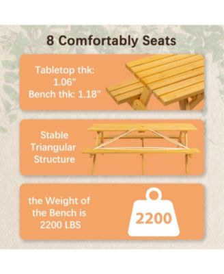 Streamdale 8-Person Brown Picnic Table with Benches