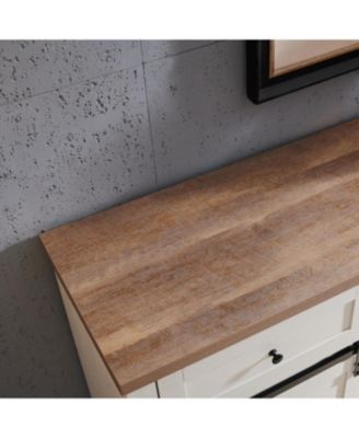 Farmhouse Wine Bar Cabinet, Sliding Barn Door, Antique White