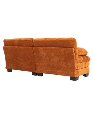 Streamdale Orange Chenille Sectional Sofa Sleeper