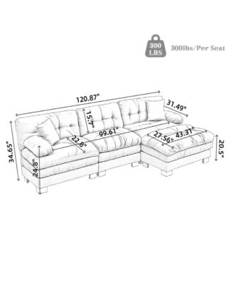 Streamdale L-Shaped Sectional Sofa Sleeper Couch - Black