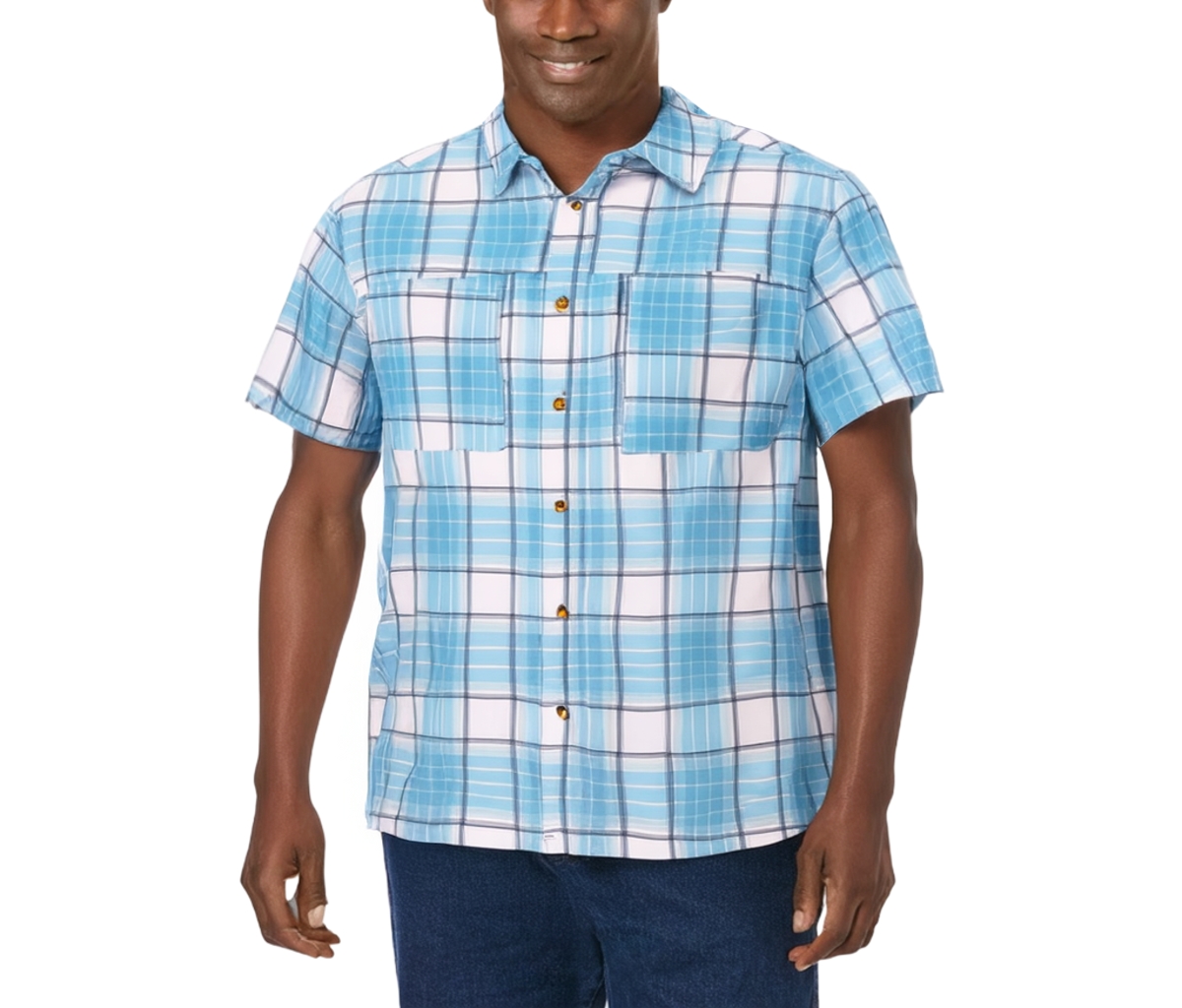 Big & Tall Double Pocket Short Sleeve Performance Shirt - Seafoam