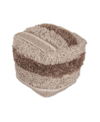 Soft Striped Pouf Ottoman for Home Accent Footrest and Extra Seating