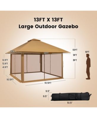 13 x 13 Feet Pop-up Instant Canopy Tent with Mesh Sidewall-Coffee