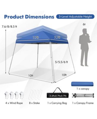 10 x 10 Feet Outdoor Instant Pop-up Canopy with Carrying Bag-Blue