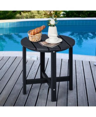 Set of 2 18 Inch Round Weather-Resistant Adirondack Side Tables