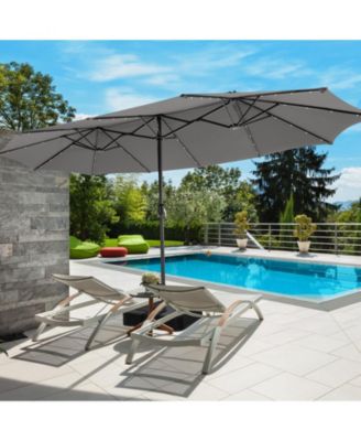 15 Feet Double-Sided Patio Umbrella with 48 LED Lights