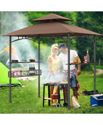 8 x 5 Feet Outdoor Grill Gazebo with 2 Side Shelves and 10 Hooks