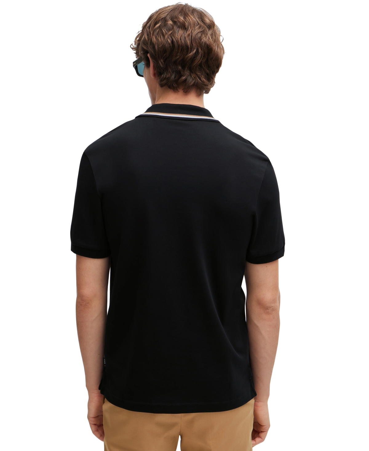 Hugo Boss Boss By  Men's Slim-fit Striped Collar Polo In Black