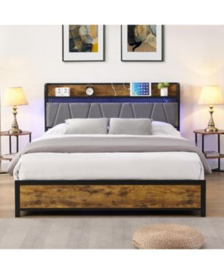 Queen Bed Frame with Storage and Tech