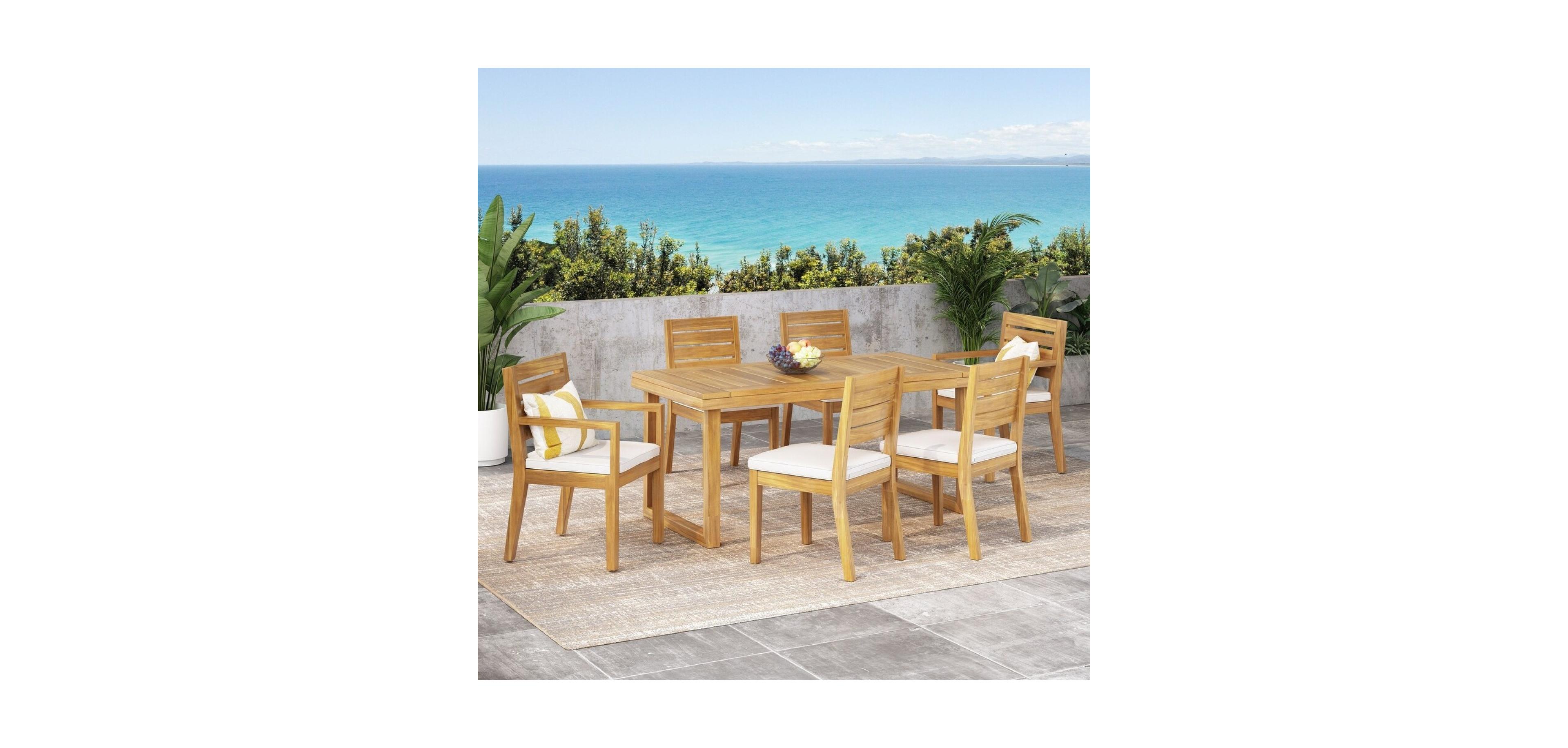 Streamdale Acacia Wood 7-Piece Dining Set