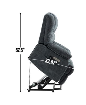 23" Beige Chenille Power Lift Recliner w/ Massage & Heat