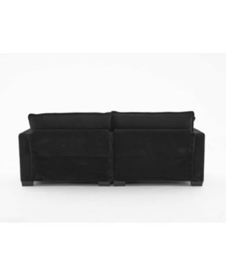 Streamdale L Shape Corduroy Sofa w/ USB, Cup Holder, Footstool - Black