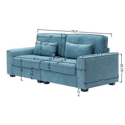 Streamdale Plush Fabric Sofa with Sleek Arms (79.5")