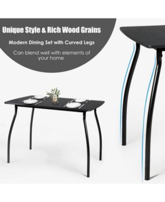 5 Pieces Dining Table Set with 4 Chairs and Backrests