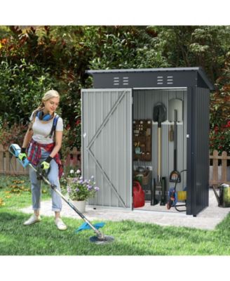 5 x 3 Feet Outdoor Storage Shed with Sloped Roof and Lockable Door-Gray