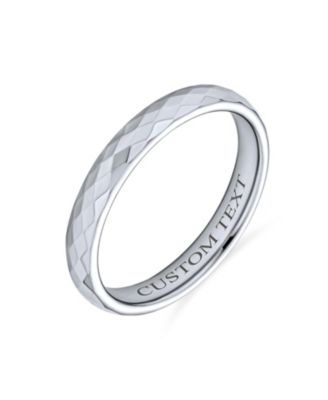 Multi Faceted Prism Cut Titanium Band Rings Silver Tone Comfort Fit 3MM