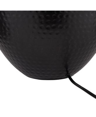 Brighton Rustic Traditional Farmhouse Table Lamps 27.25" Tall Set of 2 Hammered Bronze Metal Pot Beige Fabric Drum Shade for Living Room Bedroom House Bedside Nightstand Home - Barnes and Ivy