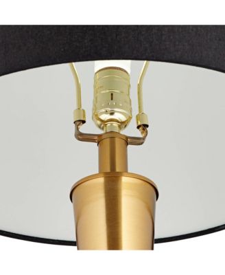 Wayne Modern Table Lamps 29 1/4" Tall Set of 2 Brass with USB Charging Port Black Fabric Drum Shade for Bedroom Living Room Kids