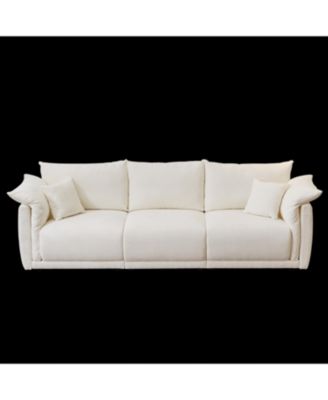 98.5" Beige Linen Sofa with Pillows