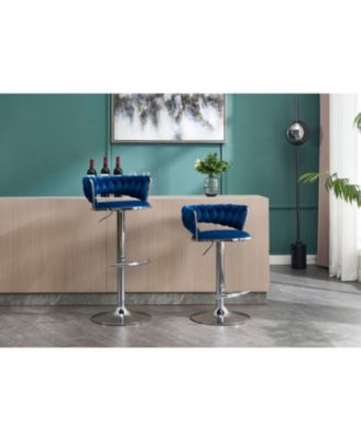 + Set of 2 + Velvet + Adjustable Height + Bar Stools