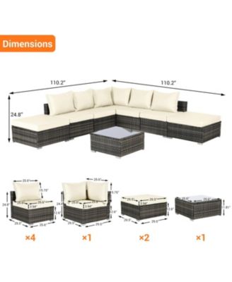 Outdoor Wicker Patio Sofa Set with Cushions & Table