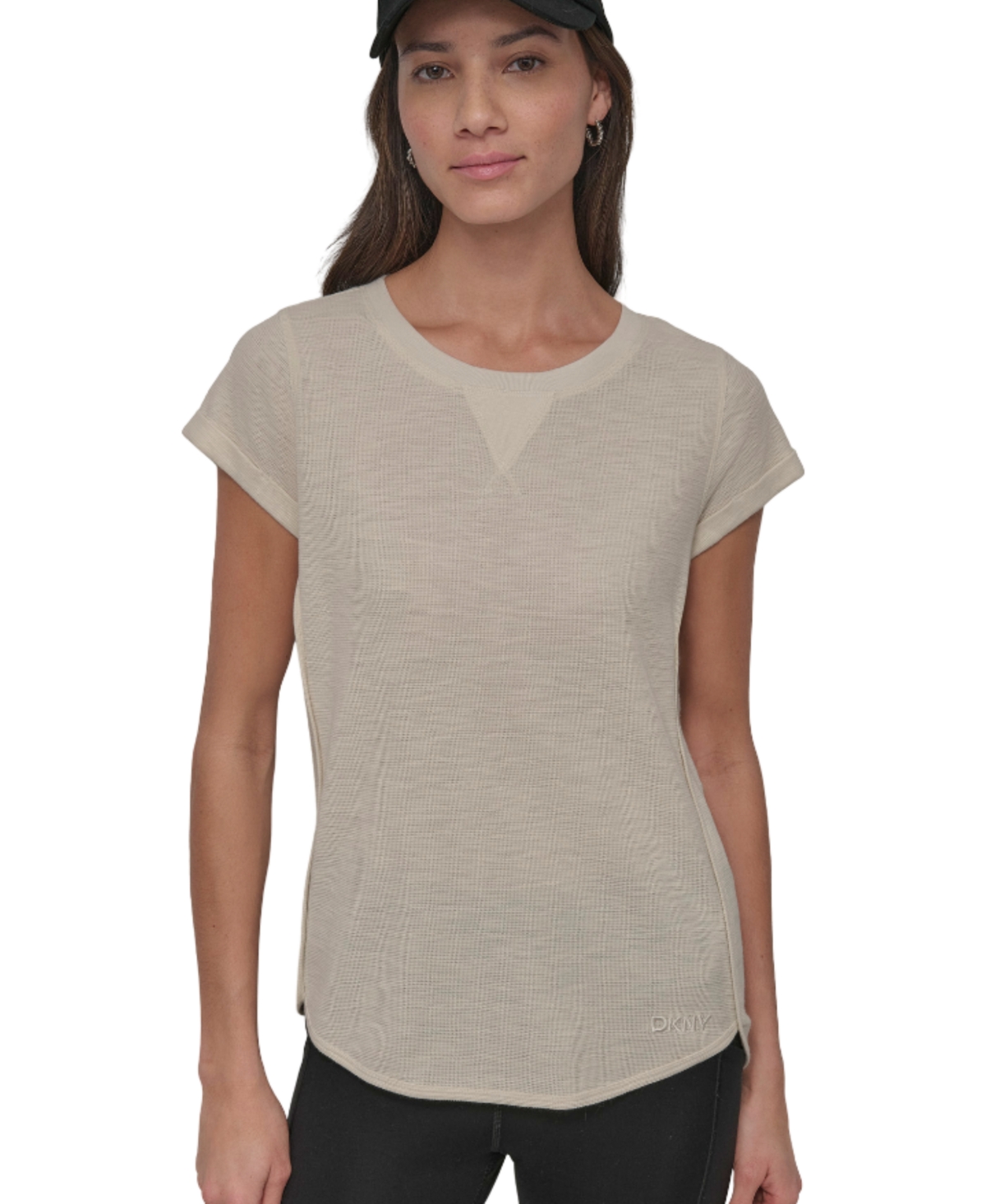 Shop Dkny Women's Mini Slub Waffle Short Sleeve Top