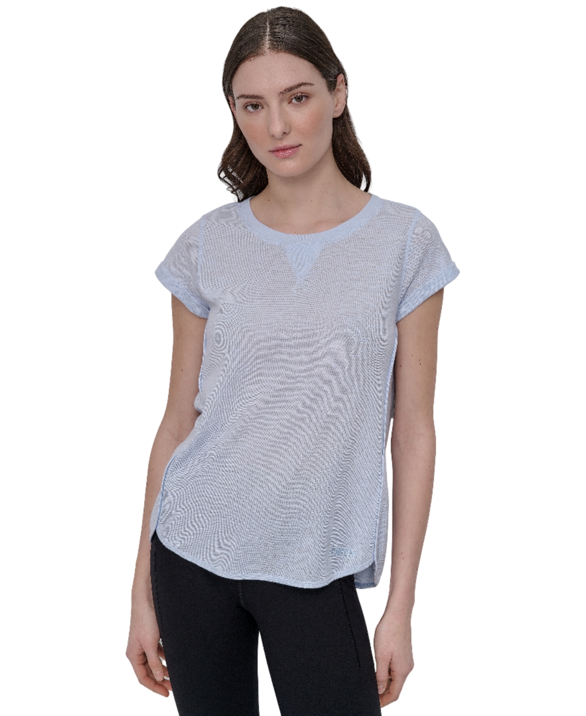 Dkny Women's Mini Slub Waffle Short Sleeve Top In Blue