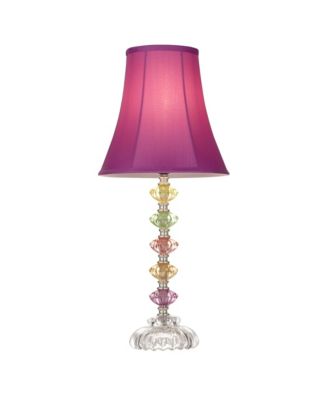 Bohemian Country Cottage Accent Table Lamps 21" High Set of 2 Orchid Stacked Glass Off White Bell Shade for Bedroom Living Room Bedside