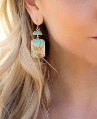 Scenic Sedona Desert Blue Turquoise Golden Drop Earrings