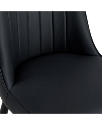PU Leather Dining Chairs, Black Metal Legs, Set of 8 (Black/PU)