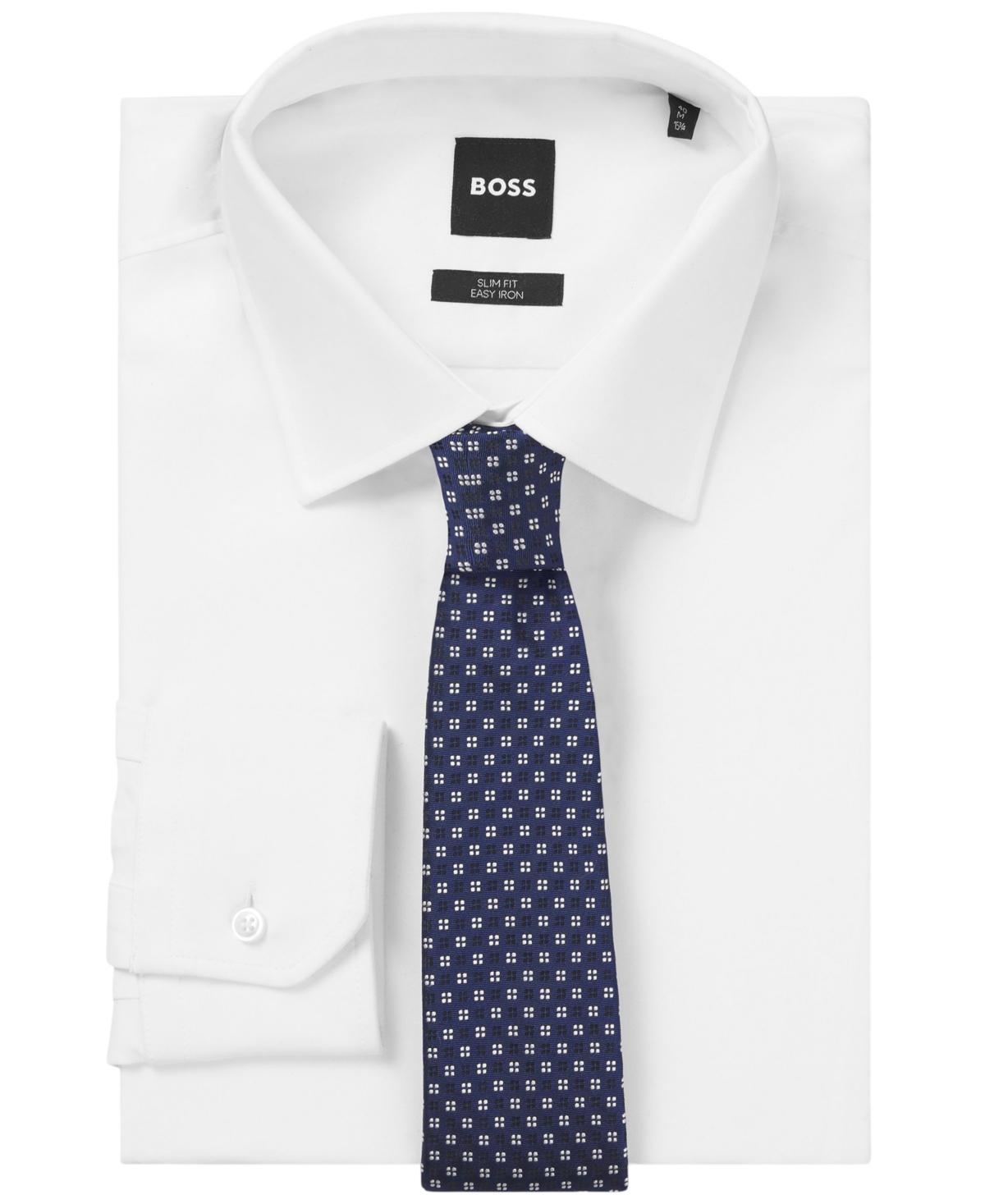 Boss by Hugo Boss Men's Jacquard Pattern Silk-Blend Tie - Dark Blue