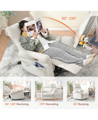 270 Swivel Rocker Recliner, Small Space Sofa, Fabric